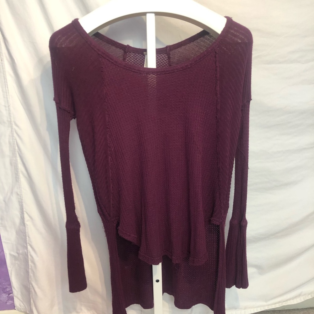Free People Maroon Crewneck Longsleeve